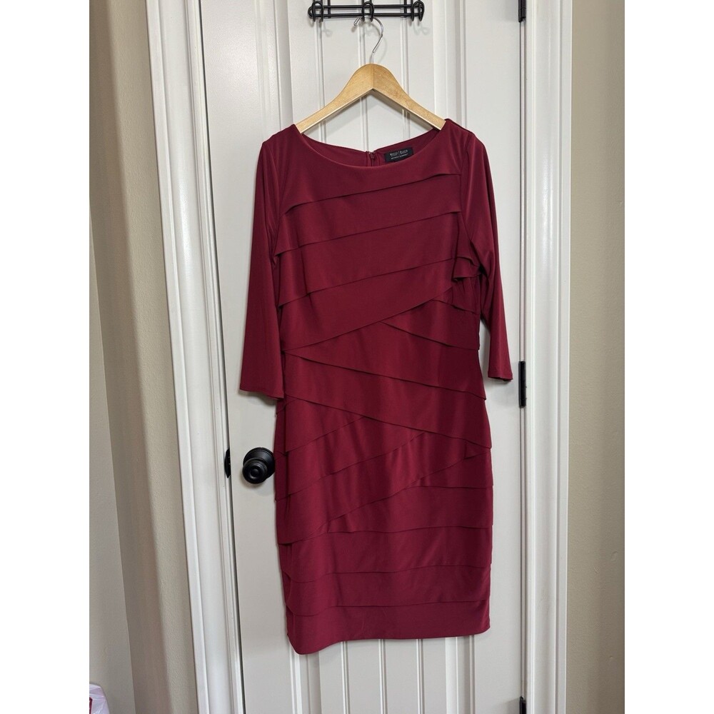 White House Black Market Bandage Slimming Sheaths Red Burgundy Holiday Dress 16